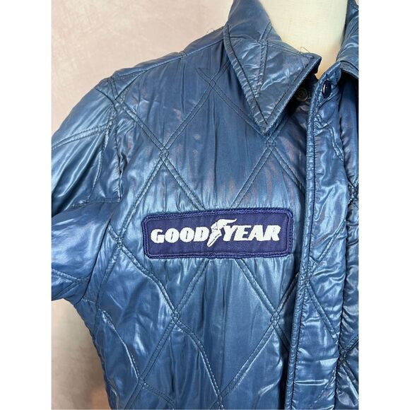 Vintage 70s 80s Goodyear Racing Quilted Workwear Jacket Medium Large NASCAR - Picture 2 of 10